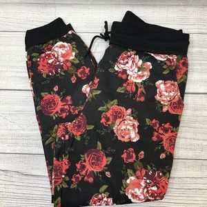 Rose Print Fleece Joggers